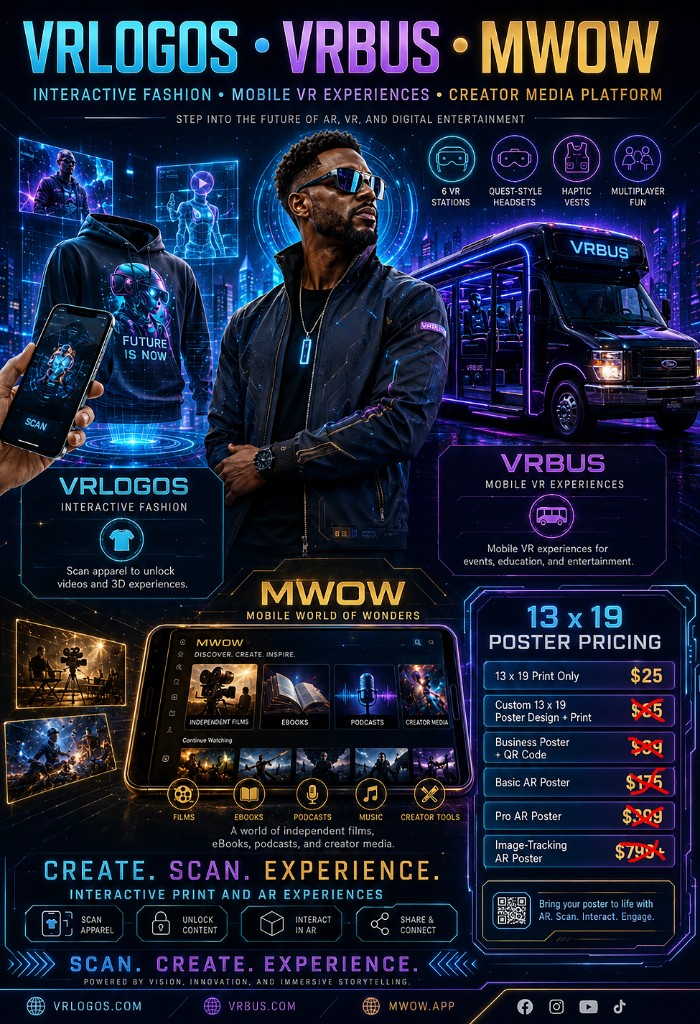 VRLOGOS VRBUS MWOW — AR booking poster